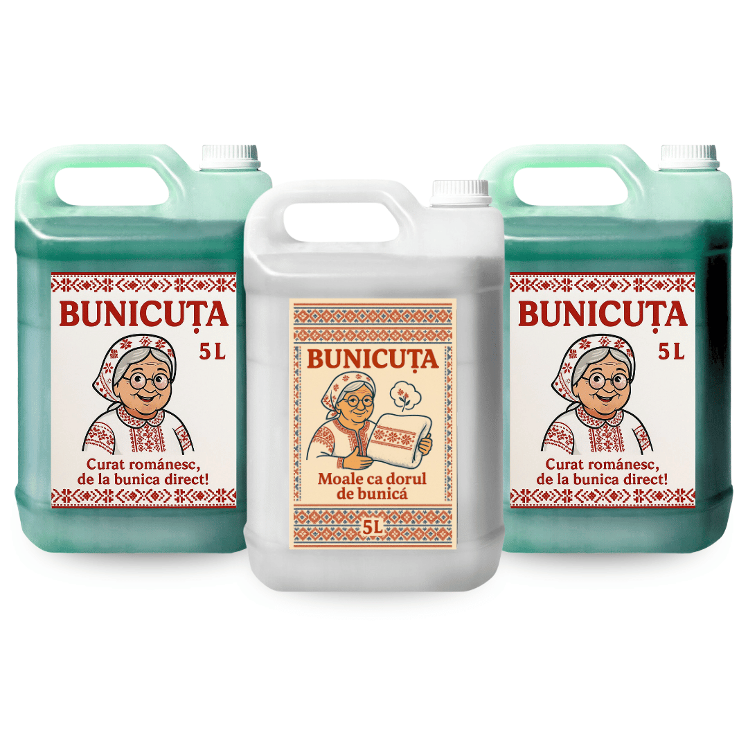 Cutiuta cu 2x Detergent Bunicuta 5L + 1x Balsam Bunicuta 5L