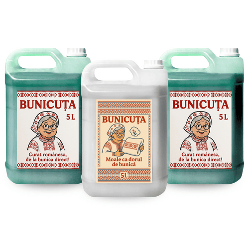 Cutiuta cu 2x Detergent Bunicuta 5L + 1x Balsam Bunicuta 5L